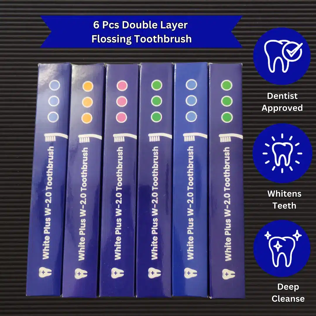 6 pcs double layer flossing toothbrush v2